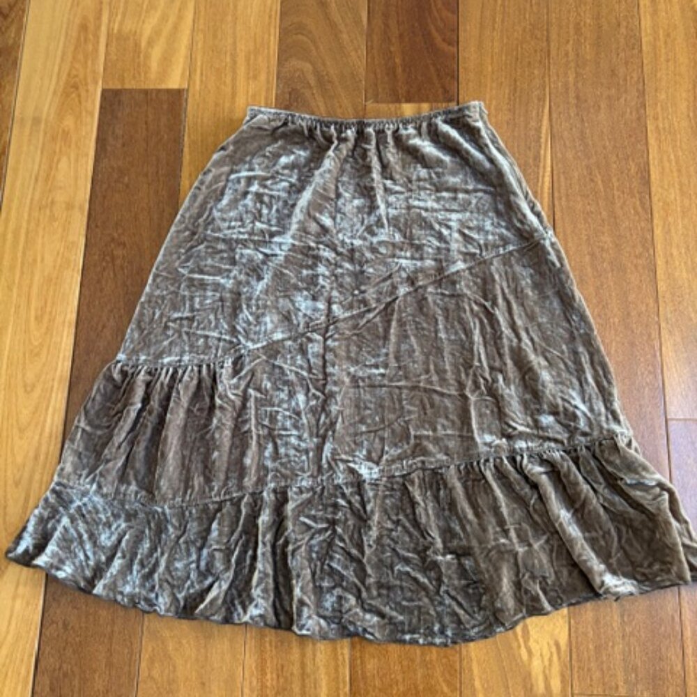 J Jill chocolate crushed velvet skirt